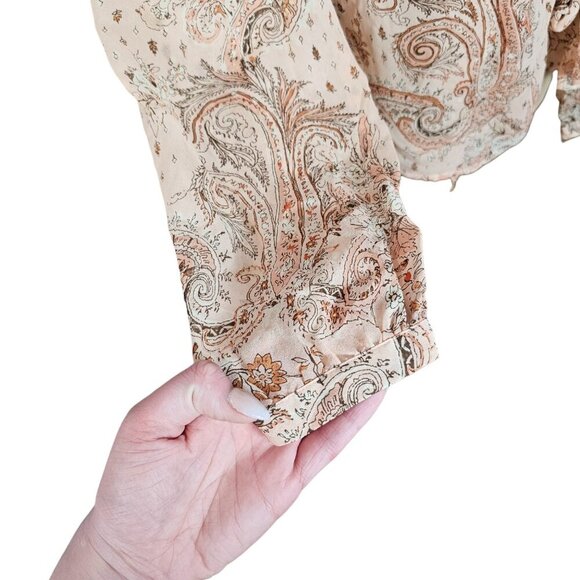 Tapemeasure Anthropologie Floral Sheer Wrap Top 100% Silk Lightweight Sz 8 - Picture 3 of 10